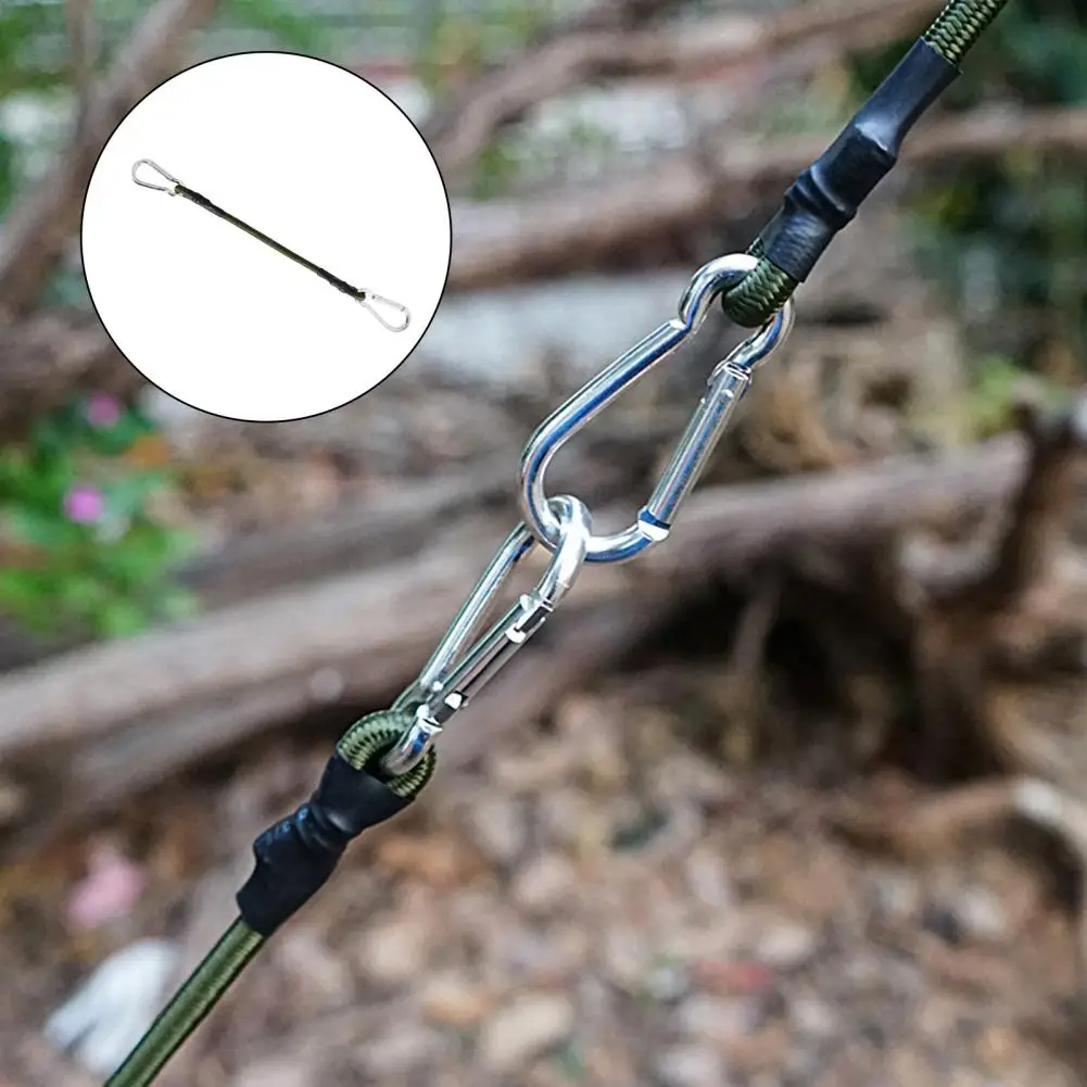 

Carabiner Elastic Cord Good Elasticity Strong Pull Clip Tightly Hanging Bundles Rubber Heavy Duty Bike Tow Cable For Outdoor