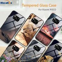 tempered glass phone case for xiaomi poco x3 nfc m4 m3 x4 pro 4g 5g f1 protective back cover cases silicone bumper coque fundas