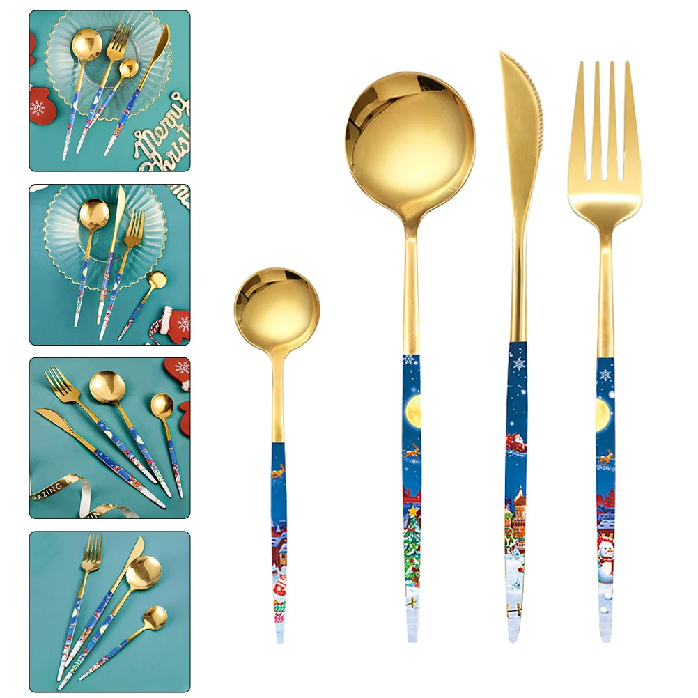 

1 Set Steak Cutlery Metal Tableware Cutters Spoons Forks Metal Forks Kit Western Food Tableware