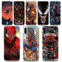 clear soft phone case for samsung galaxy note 20 ultra 5g 8 9 10 lite plus a50 a70 a20 a01 cover venom spider man marvel comics