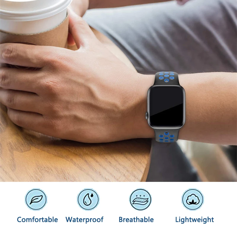 Silicone Strap For Apple Watch Ultra band 49mm 45mm 44mm 41mm 40mm 38mm Sport Bracelet iWatch series Ultra 7 3 4 5 6 SE 8 Band