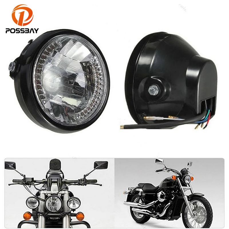 

6.5" Motorcycle Headlight Retro Round LED Light High Low Beam for Suzuki Honda Harley Cafe Racer Chopper Headlamp Farol Moto