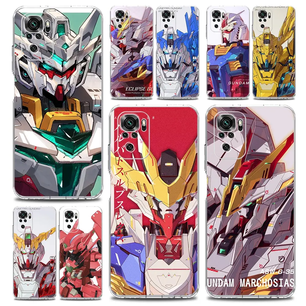 

Retro Gundams Cartoon Phone Case For Xiaomi Redmi Note 11 9S 9 8 10 Pro 7 8T 9C 9A 8A K40 Pro 11T 5G Silicone Clear Cover Coque