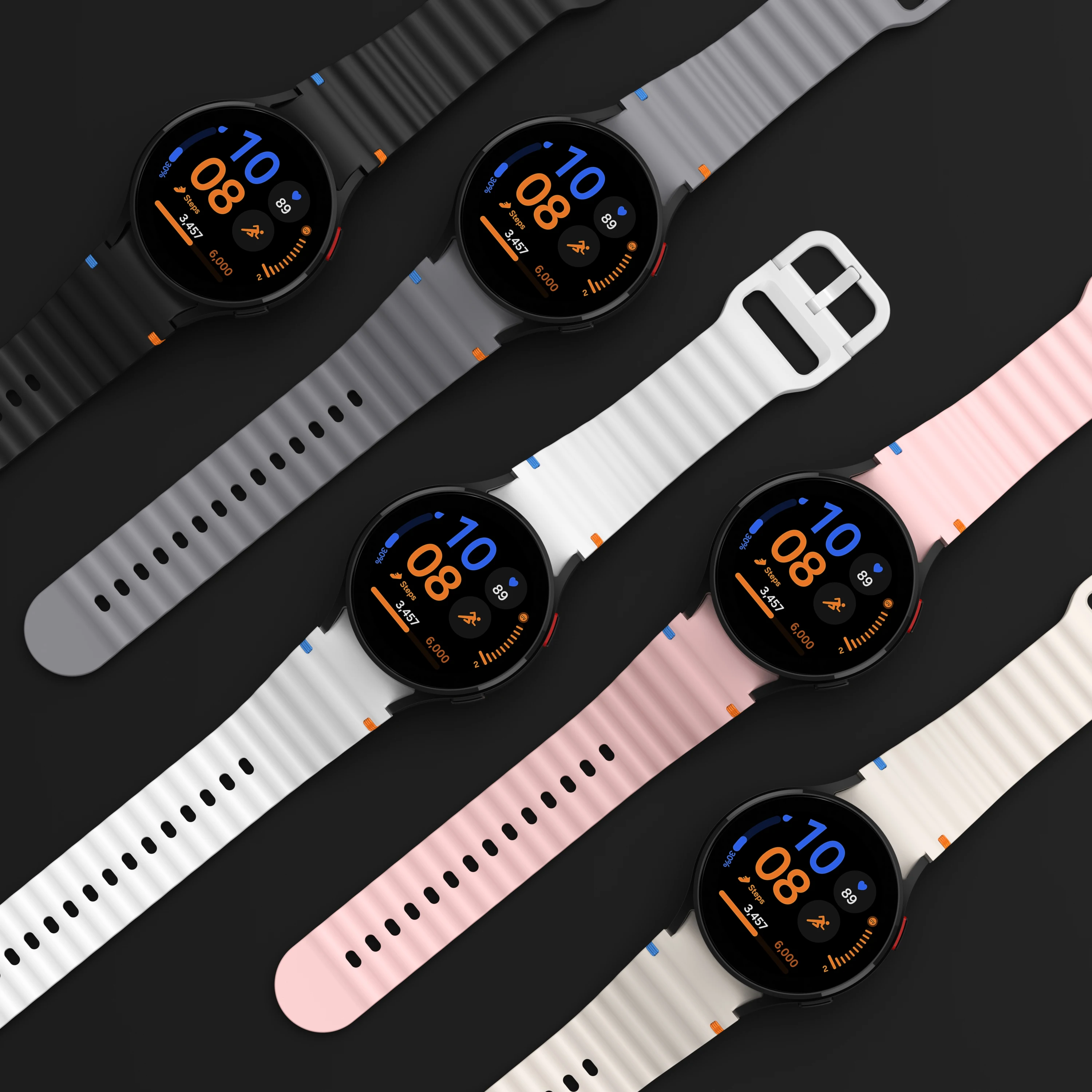 Ремешок силиконовый для Samsung Galaxy Watch 7 44 мм 40 оригинальный браслет 4 6 Classic 5 pro FE band 43