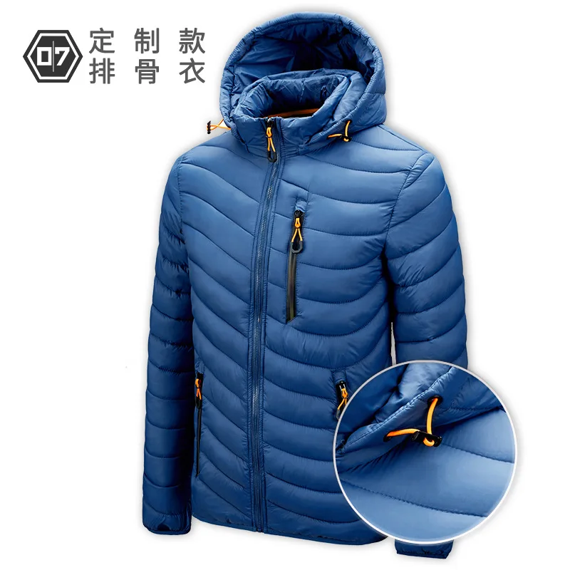 Autumn And Winter Leisure Detachable Collar Zipper Blue Down Cotton-padded Jacket Youth Pure Color And Plus Size