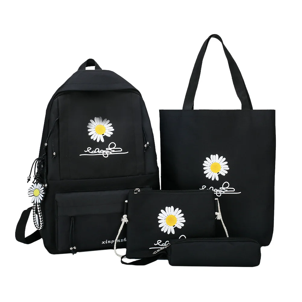 

4Pcs/Set Women School Backpacks Schoolbag Daisy Canvas For Teenagers Girls Student Book Bag Boys Satchel Bolsas Mochilas Sac New