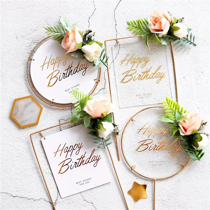 

Happy Birthday Acrylic Metal Cake Topper for Birthday Cake Decoration Cake Toppers Flags Wedding Birthday Party Decor