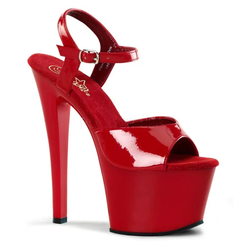 

Женские босоножки на высоком каблуке, водонепроницаемые сандалии на платформе и тонком каблуке, с круглым носком, забавное вечернее платье, лето 17 см