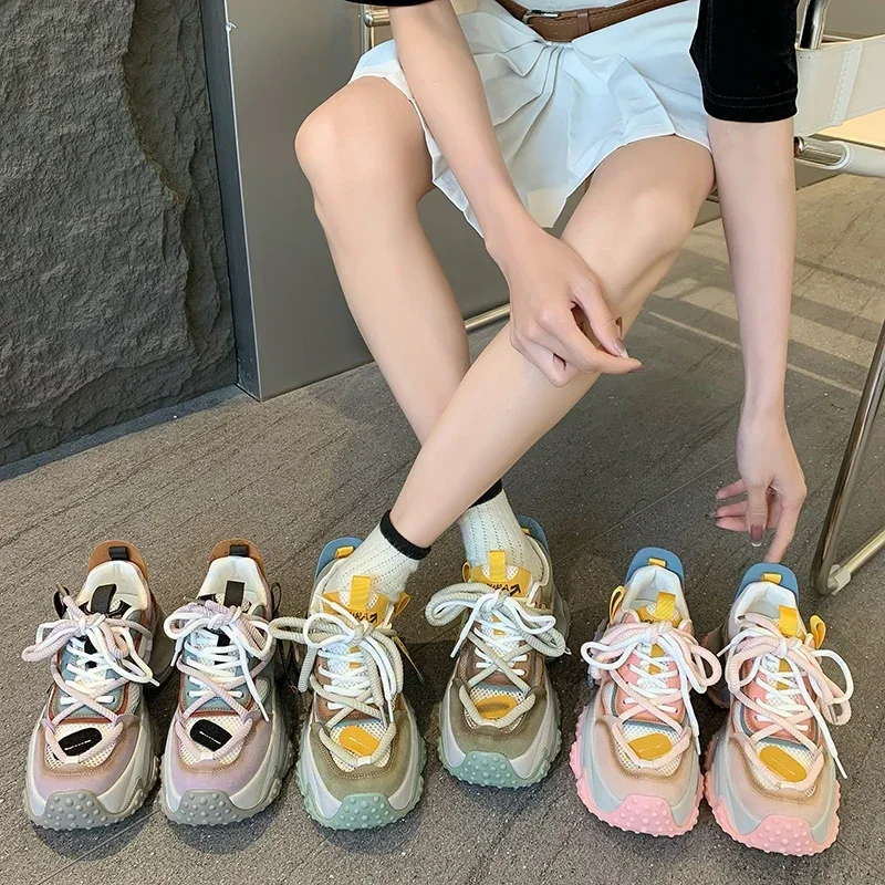 Женские спортивные кроссовки на толстой подошве Вулканизированная подошва