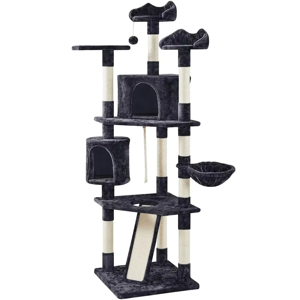 

79"H Multilevel Large Cat Tree Condo Tower with Scratching Post, Cat Climbing Frame, Multiple Color Options
