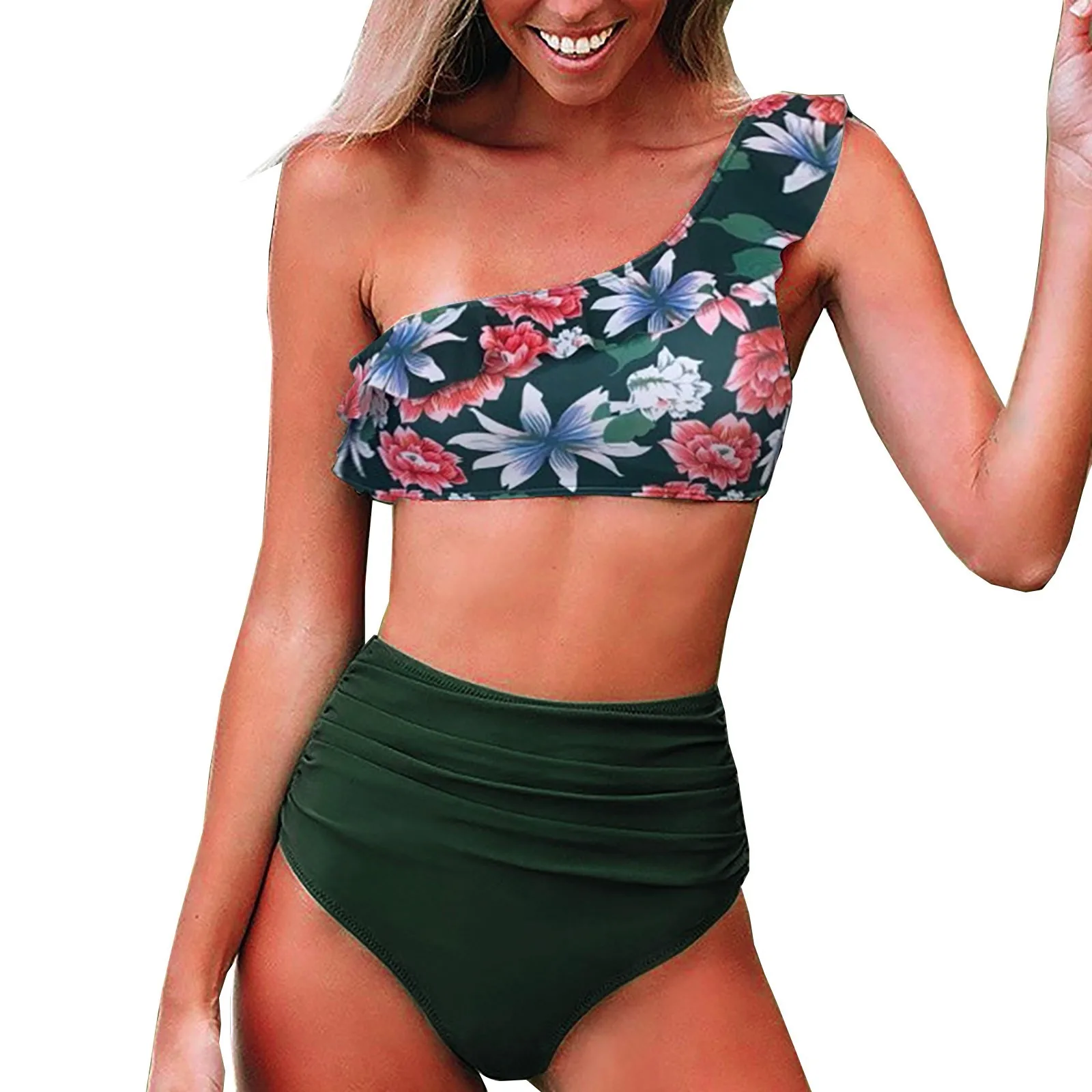 

Купальные шорты с контролем живота, пляжный купальный костюм, бикини с плотным принтом, Женская темпераментная Сексуальная купальная одежд...