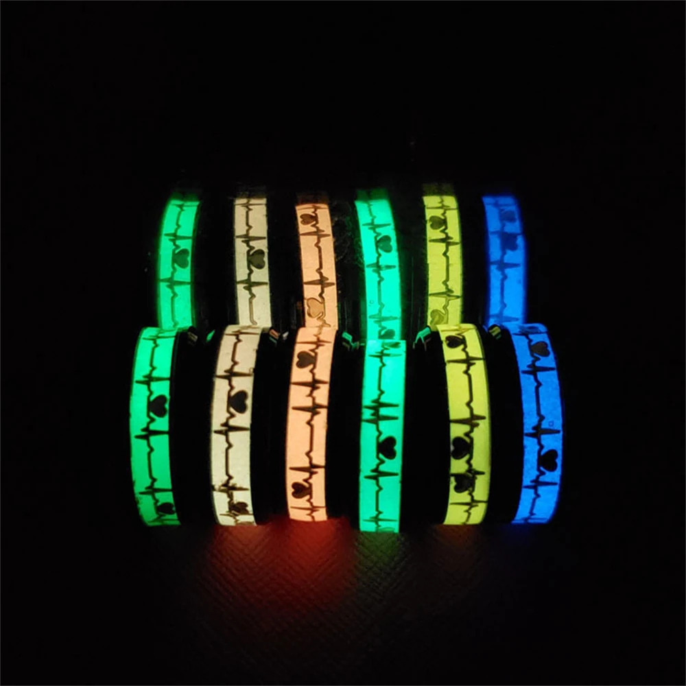 

8MM Luminous Ring Men's Stainless Steel Rings for Couples Hip Hop Style Party Fashion Jewelry Accessories Gift