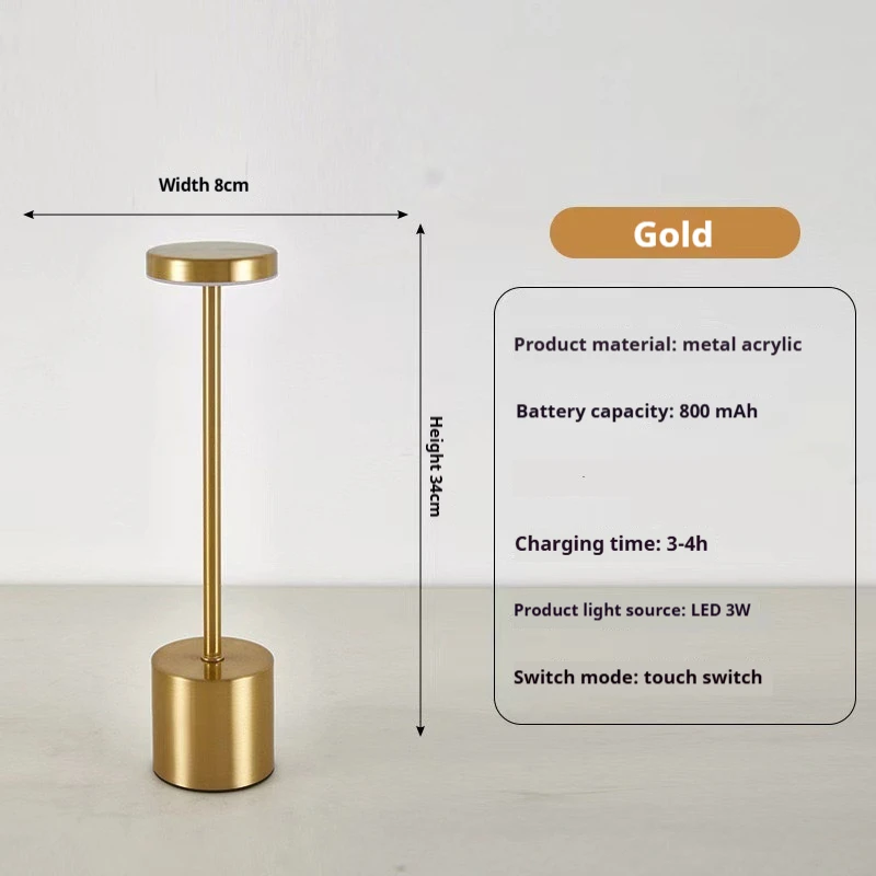 

Настольная лампа USB, металлическая перезаряжаемая настольная лампа, 3 цвета, регулируемая, креативная, окружающая настольная лампа, мини-освещение, прикроватная декоративная лампа