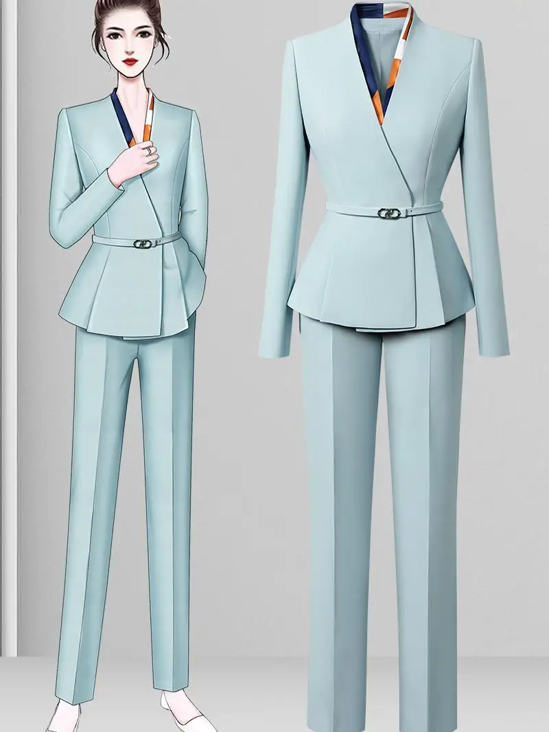 Деловой костюм для салона красоты женский весенне-осенний модный темпераментный