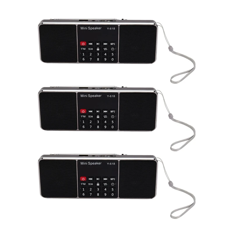 

3X Y-618 Mini Fm Radio Digital Portable Dual 3W Stereo Speaker Mp3 Audio Player High Fidelity Sound Quality