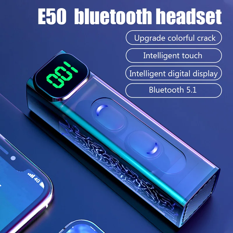 Беспроводные наушники E50 Bluetooth V5.1 TWS беспроводные наушники-вкладыши Спортивная