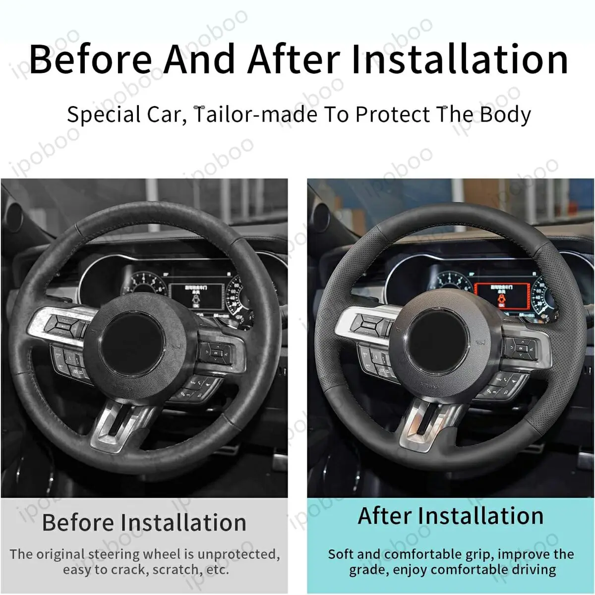 Чехол на руль ручной работы для Ford Mustang 2015-2020, Mustang GT 2015-2020 (art.: 3920d938d044f) - 3920d938d044f
