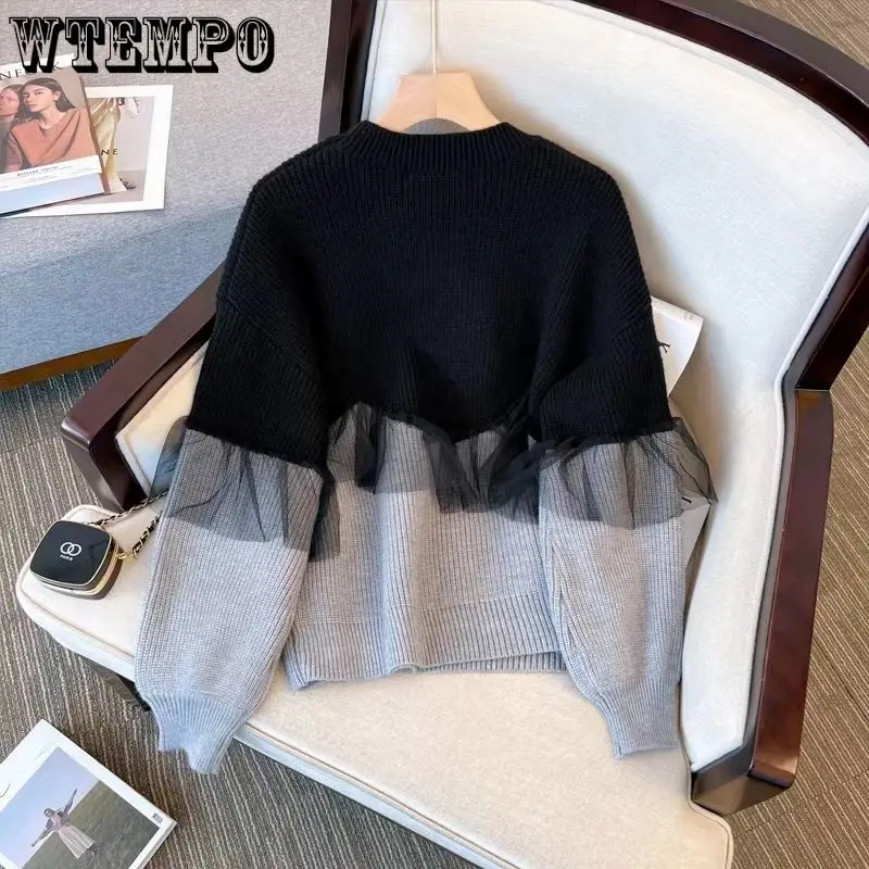 Женский сетчатый свитер осень-зима новый вязаный пуловер женские свободные