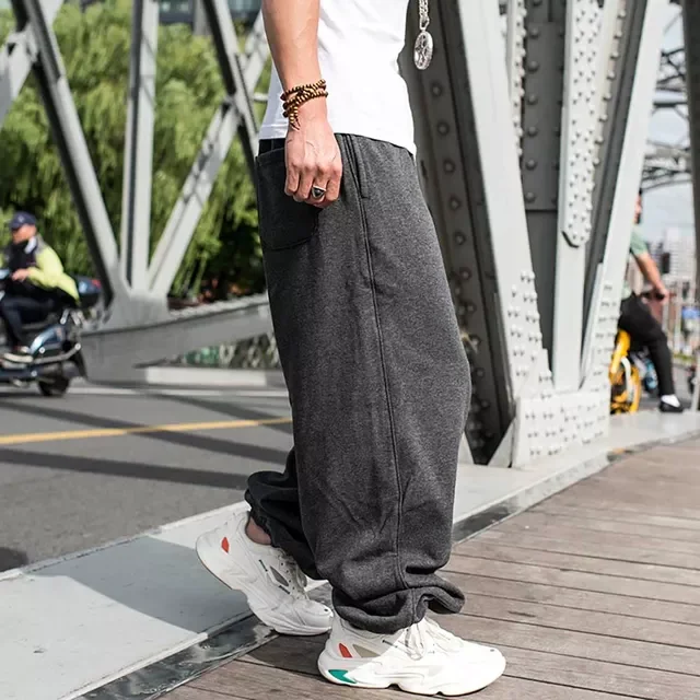 Hiphop Harem Joggers Pants Men Casual Sweatpants Wide Leg Loose Baggy Trousers Streetwear Clothing|Sweatpants Size Warm Fleece P