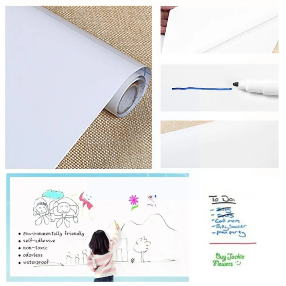 

PVC Waterproof Blackboard Sticker Wallpaper Decor Movable Writing Sticker Wall Art White Kid With Chalkboard Board Graffiti U0M4