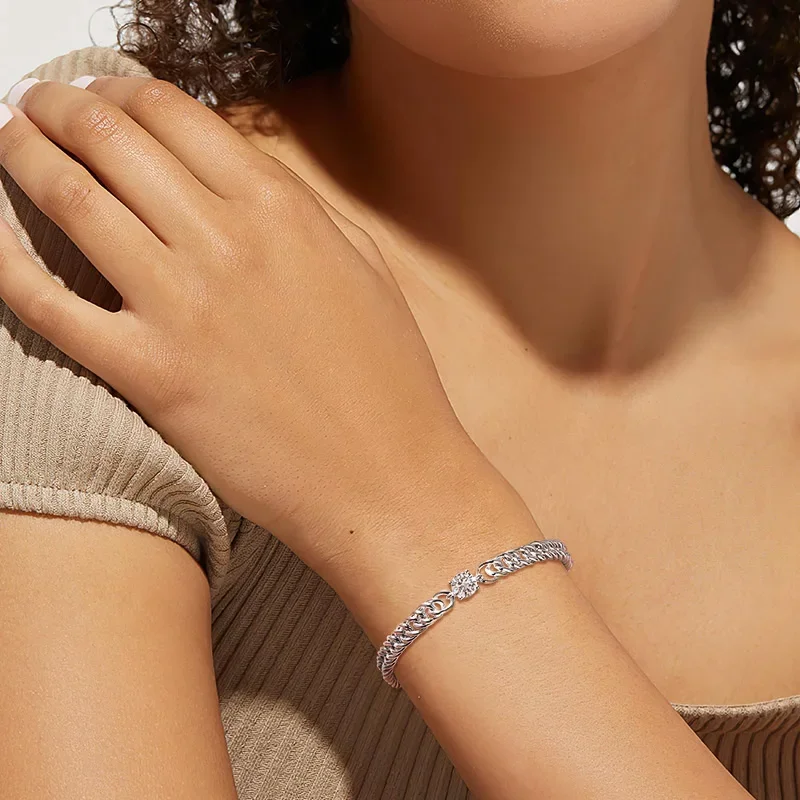 Smyoue 1 карат D цвет муассанит серебряный браслет для женщин и мужчин классические