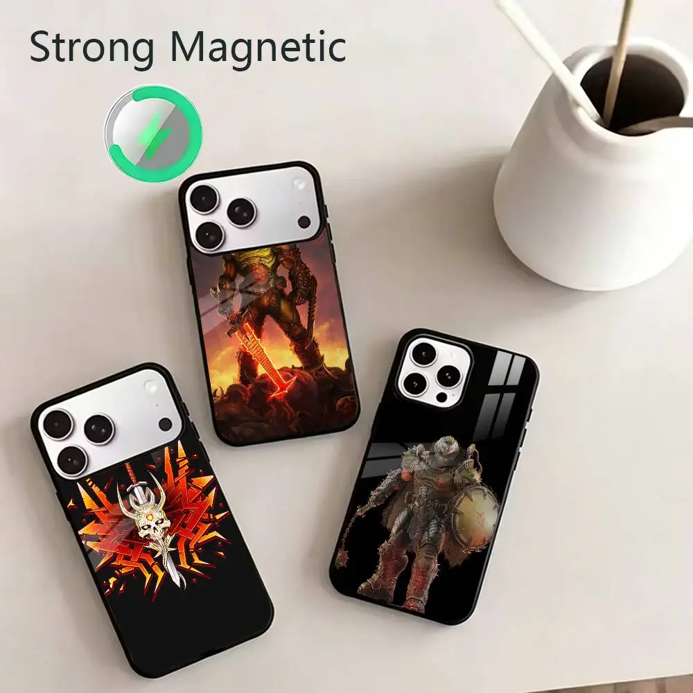 Фото Чехол для телефона D-Doom Dark Ages Game для iPhone 11, 12, 13, 14, 15, 16, 17 Plus, Pro, Max с поддержкой беспроводной зарядки №1
