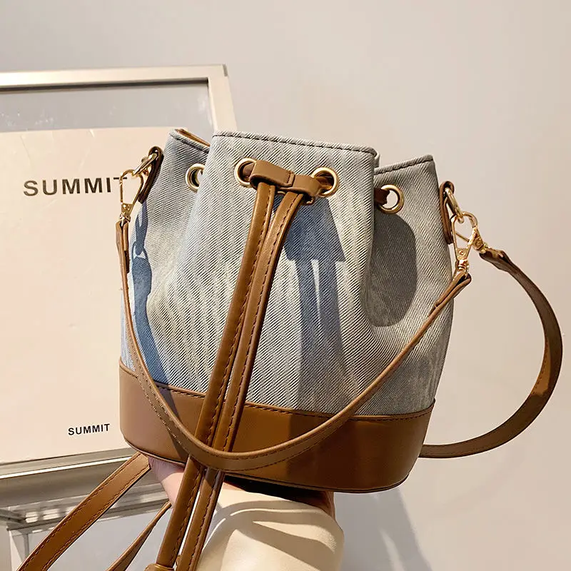 

Fashion Canvas Small Bucket Totes Bags For Women Luxury Designer Handbags And Purses Female Shoulder Crossbody Shopping Bag