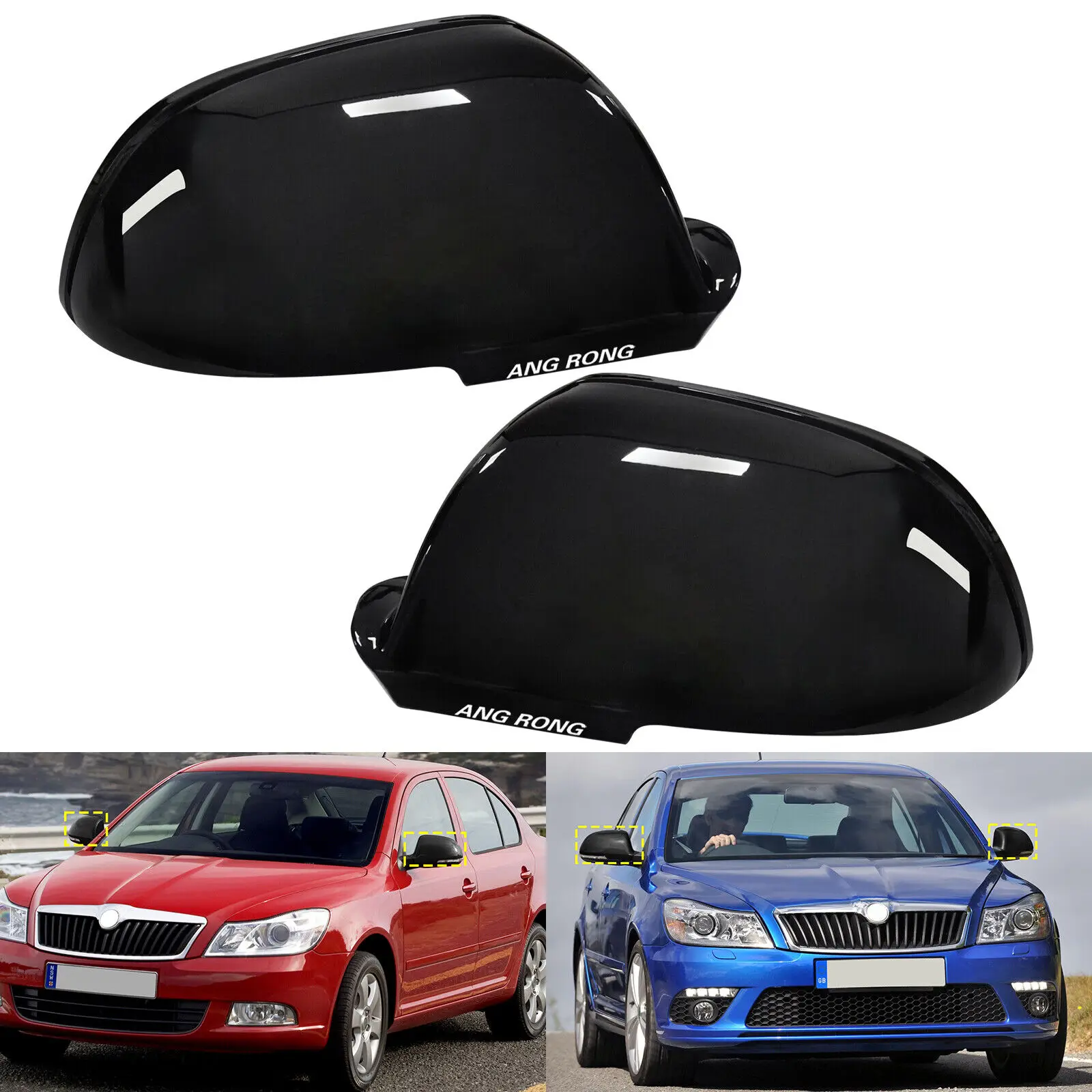 

Глянцевые черные накладки на зеркала на крыло для 09-13 Skoda Octavia II 1Z3 1Z5 левый + правый