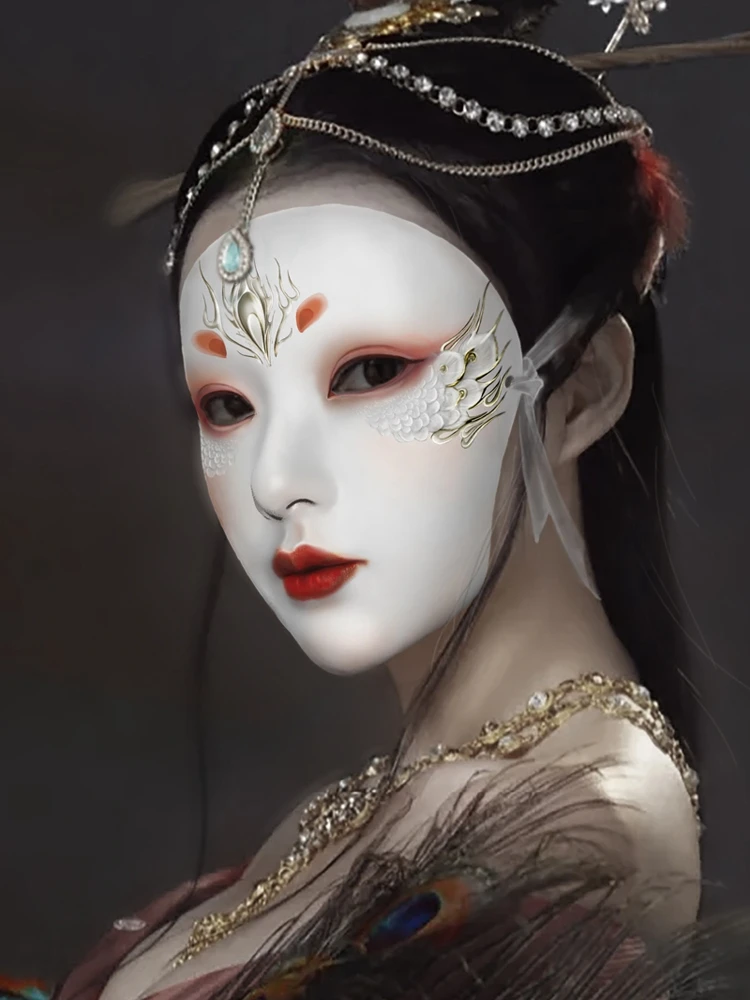 Маска в старинном стиле на все лицо для взрослых hanboa Cock Cos Hanfu старый костюм