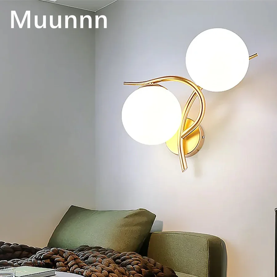 LED Nordic European Minimalist AC220V Wall Lamps Bedroom Living Room Bedside Sconce Black Gold Lamp Aisle Decoration Lighting