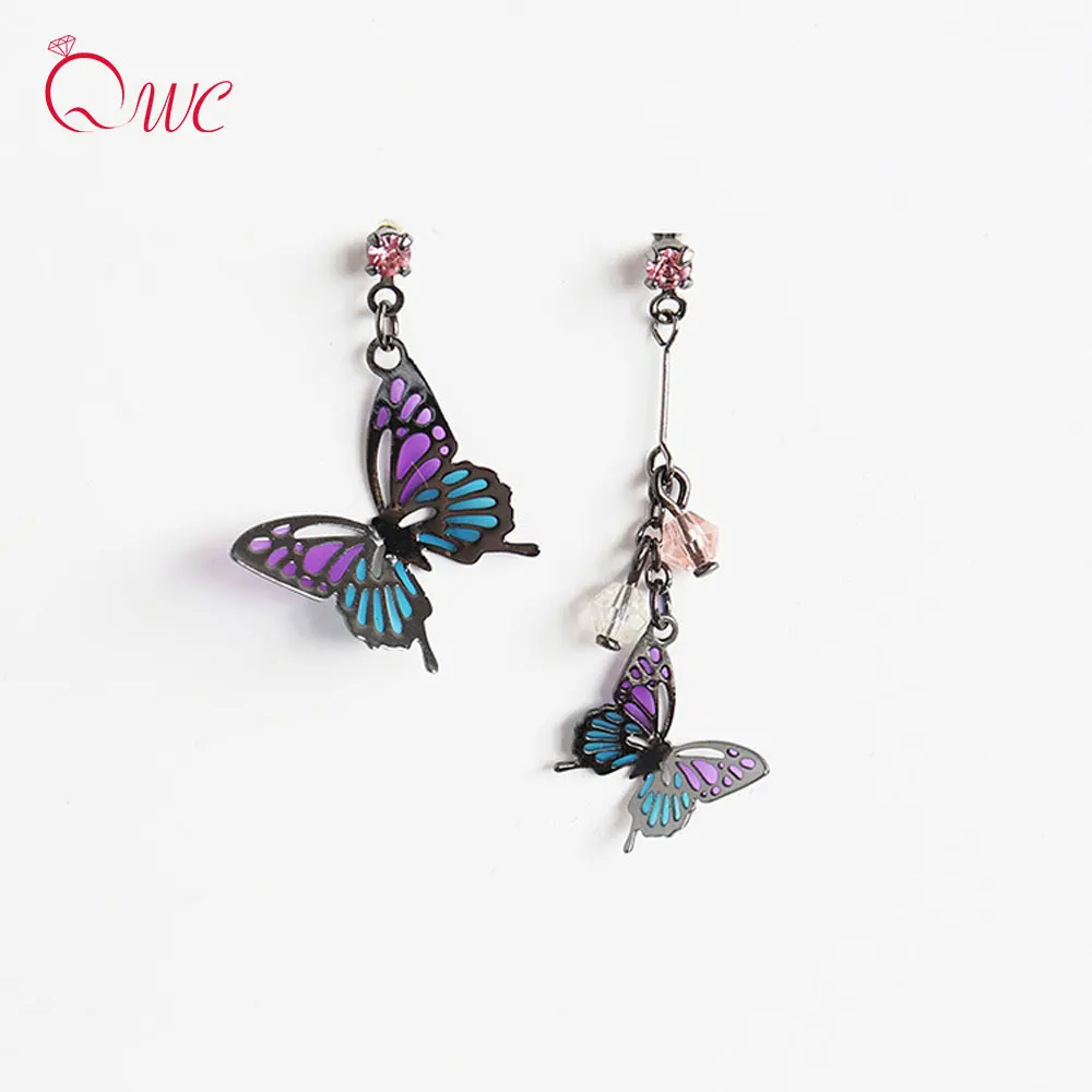 

Pink Butterfly Studs Earrings Clip 925 Sterling Silver Women Luxury Jewelry Dating Girls Birthday Gift Fashion Trendy Resin 2022
