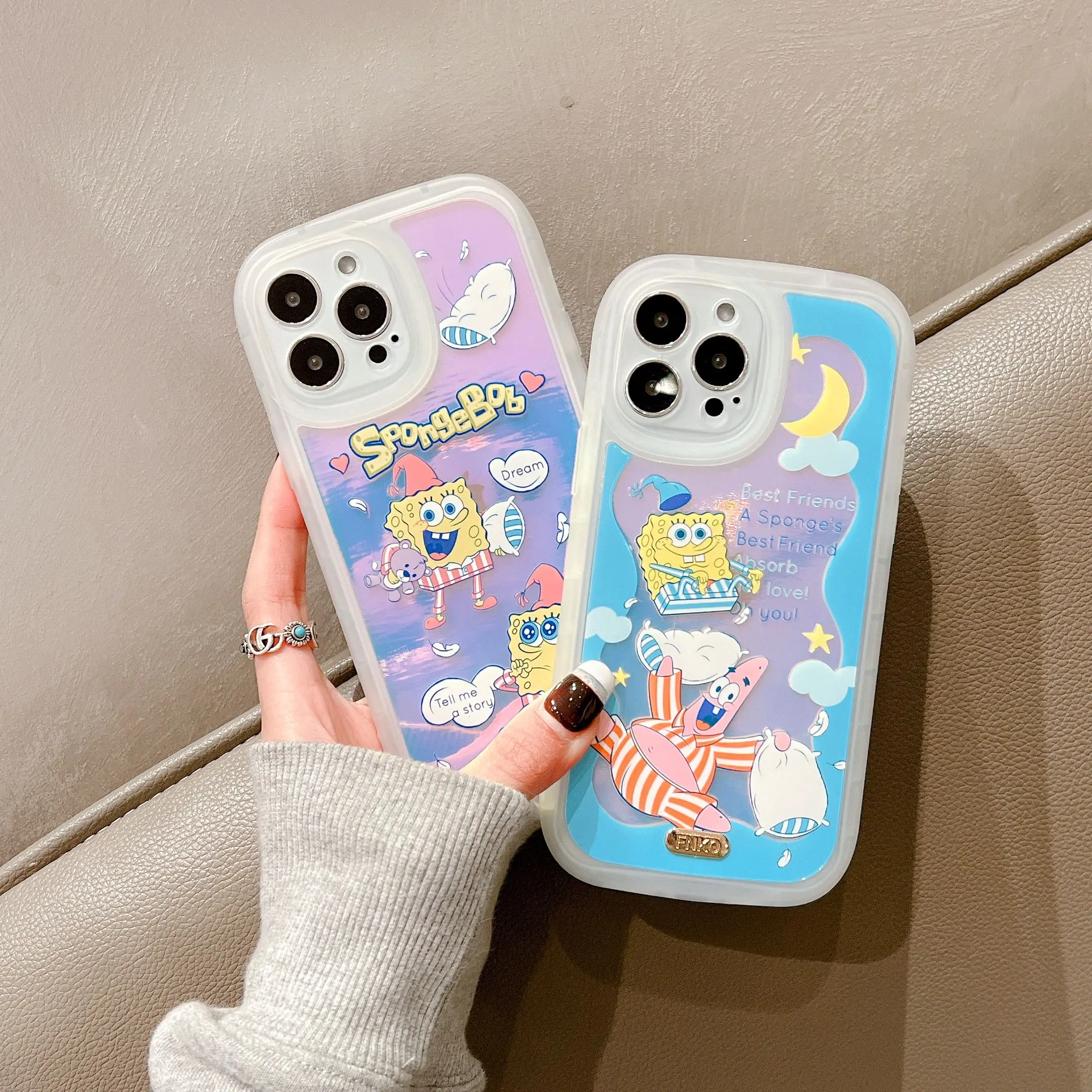 

Bandai Creative couple SpongeBob and PatrickStar Phone Case for iPhone 13 12 11 Pro Max Xs Xr X XsMax 8 7 Plus High Quality Case
