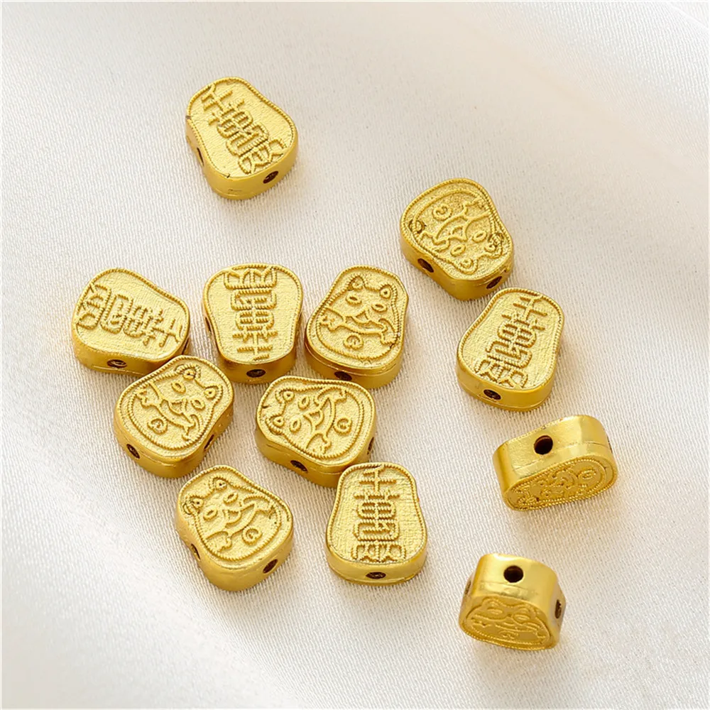 

18K sand gold not inverted cross through hole partition beads diy accessories loose beads handmade chain jewelry materials