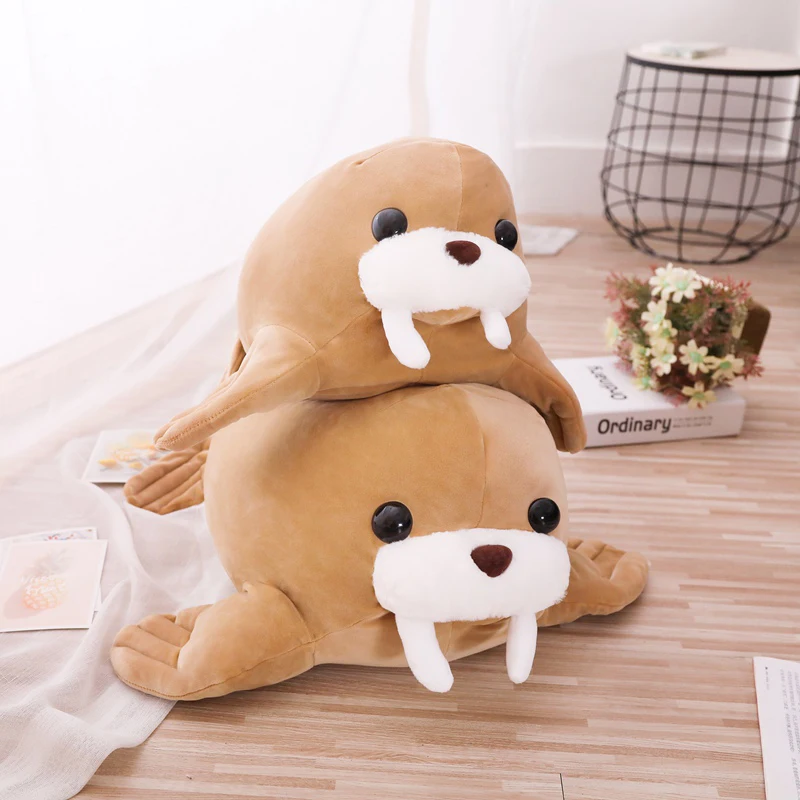 Мягкая игрушка в виде плюшевого подушечного котика Валруса моря Каваи - плюшевая игрушка-подушка симуляция Морзе, мягкий зверь, кукла, уютная подушка, тканевые куклы для детей, подарок на День рождения.