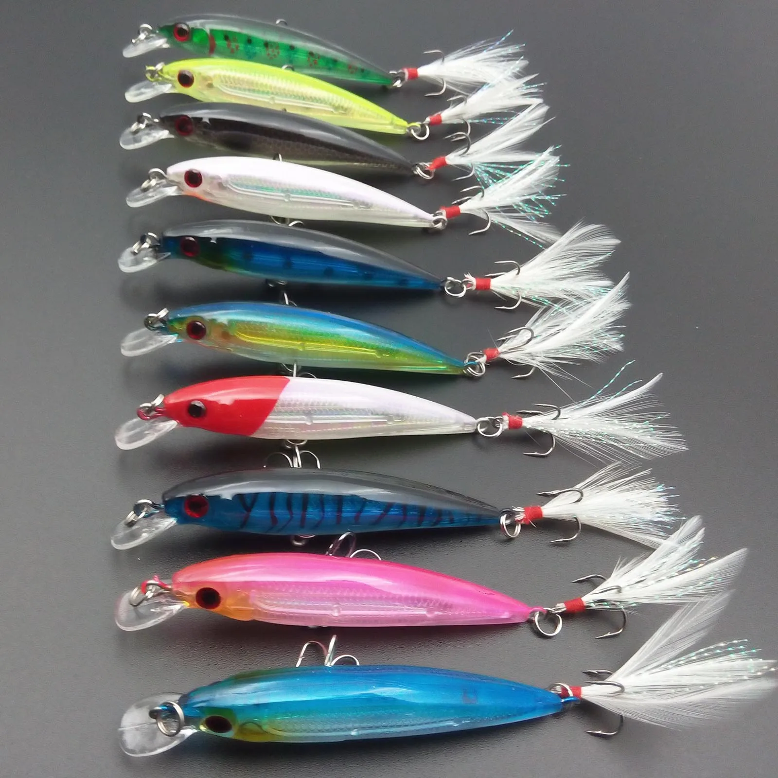 

10PCS Laser Slow Mixed Minnow Fishing Lure Set Wobbler Crankbait Isca Artificial Hard Bait Carp Mini Fishing Lures Pesca Tackle