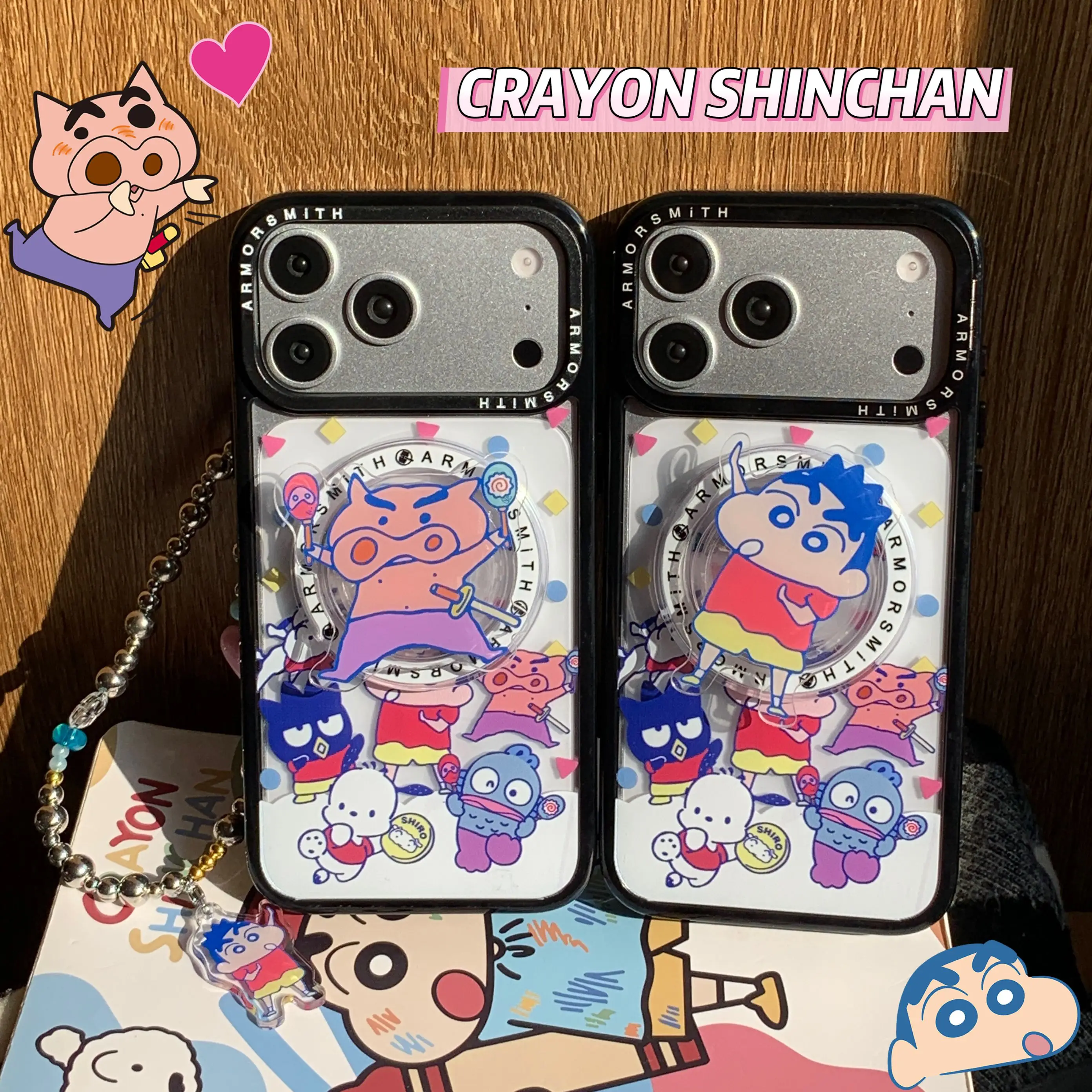 Фото Стильный дизайн с магнитным держателем для телефона Buriburizaemon&CrayonShin-chan для Samsung и iPhone: регулируемый, компактный, удобный для переноски. №3