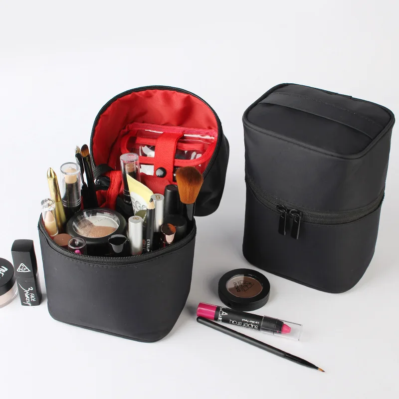 

Travel Barrel Shaped Makeup Organizer Female Cosmetic Toiletry Wash Zipper Pouch Women's Trip Make Up Box Accessories Supplies