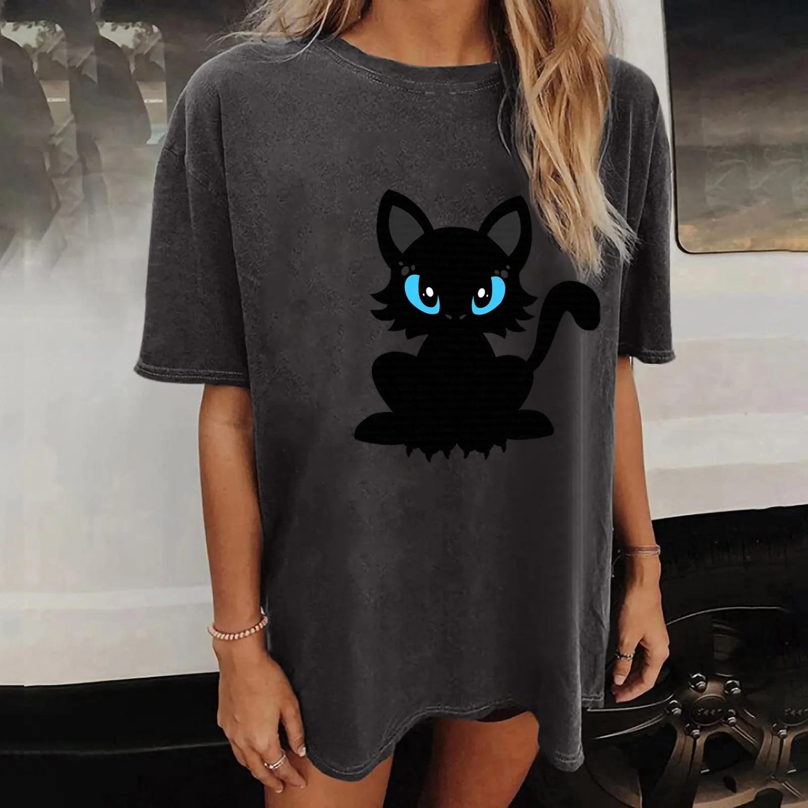 

Turtle Neck Top Pack for Women Summer Womens Short Sleeve Crew Neck Skeleton Printed T Shirt Top Casual Loose Funny Work Clothes
