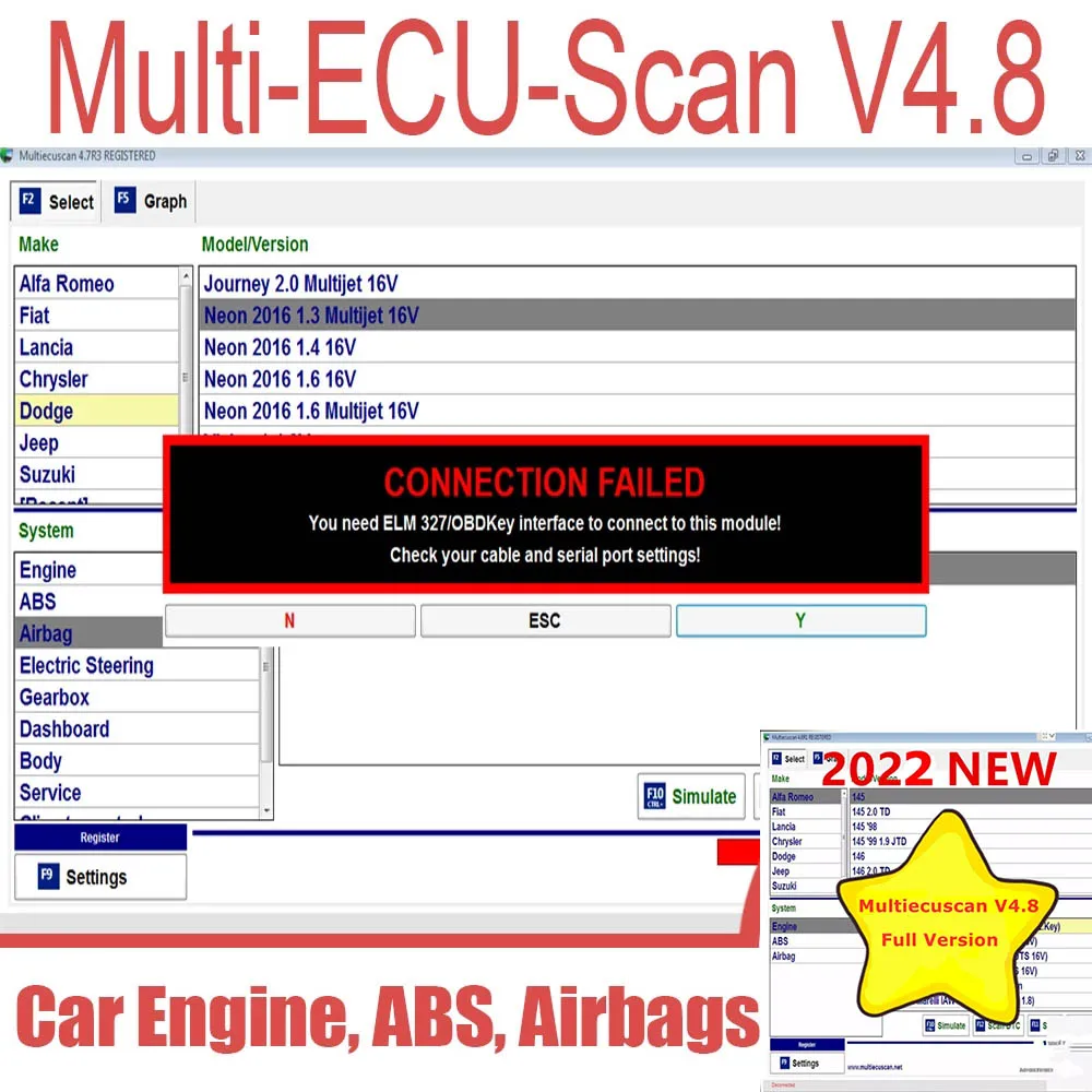 

2023 Новый сканер Multiecuscan V4.8 для Fiat/Chrysler/Dodge/Jeep/Suzuki программное обеспечение 4,8 работает с ELM327 / OBD II диагностический инструмент