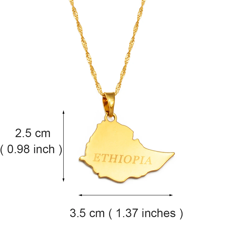 Ожерелье с подвеской в виде карты Эфиопии от Anniyo золотой цвет эфиопские