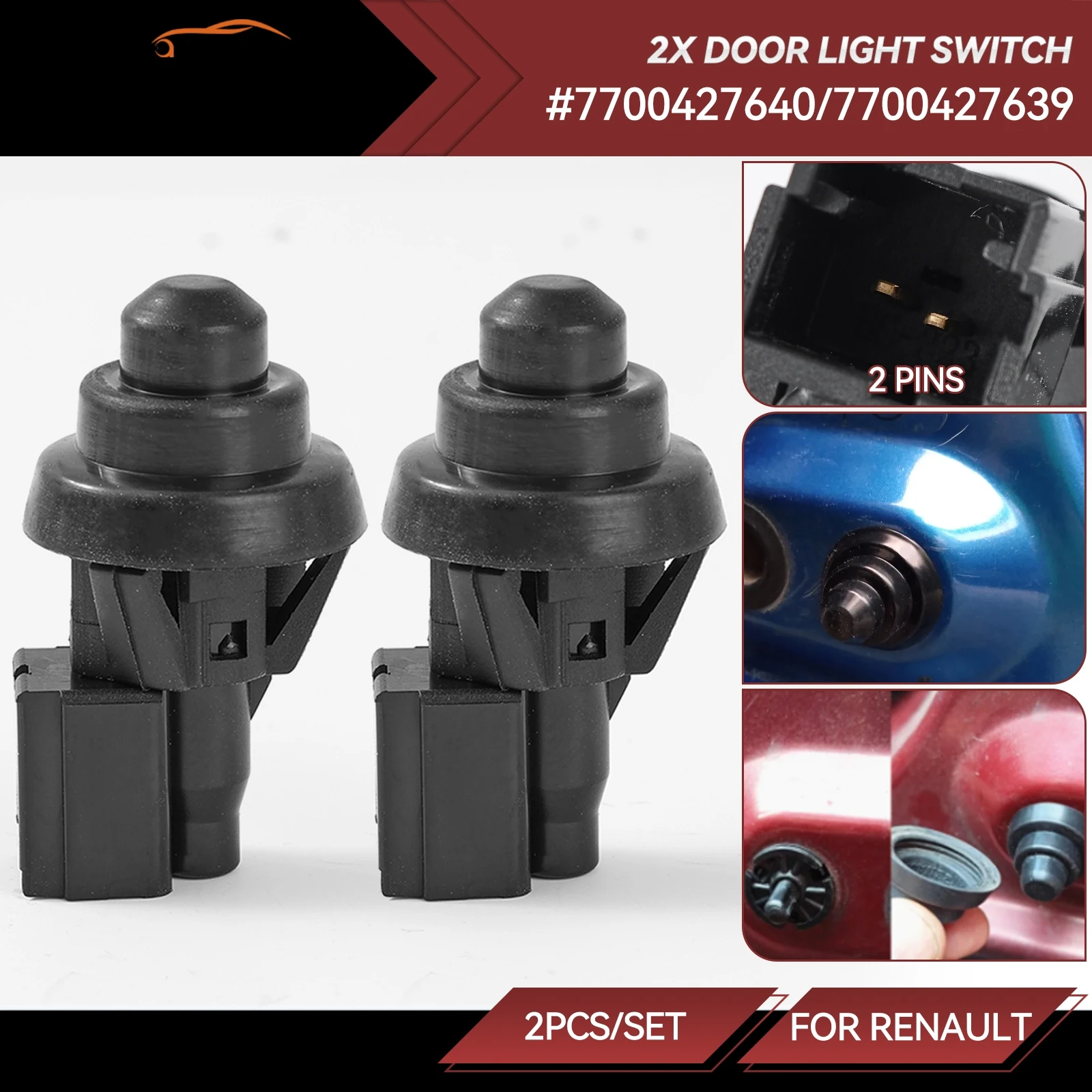 

2 шт. датчик освещения внутренней двери автомобиля для Dacia Duster Logan Sandero Renault Clio MK II Kangoo Megane 7700427639 7700427640