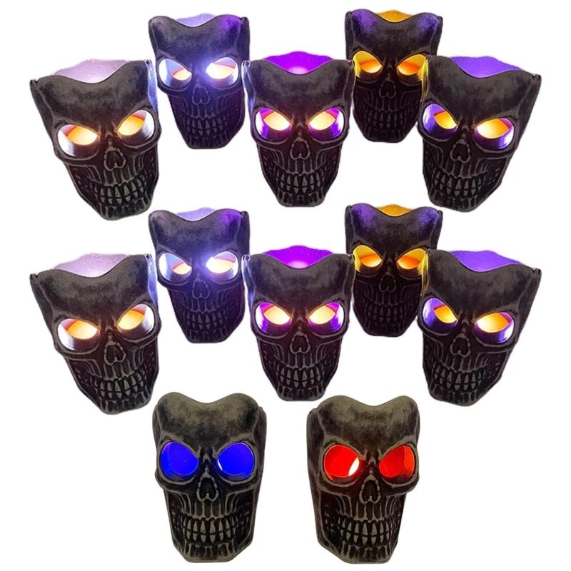 

12шт Хэллоуин череп головы светодиодные декоративные лампы орнамент ремесел N84C