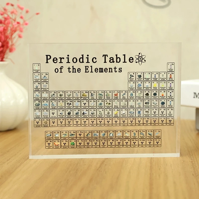 

Glass Print Periodic Table of Elements Display Mendeleev Table School Day Chemical Desk Decoration For Teacher Kids Gift
