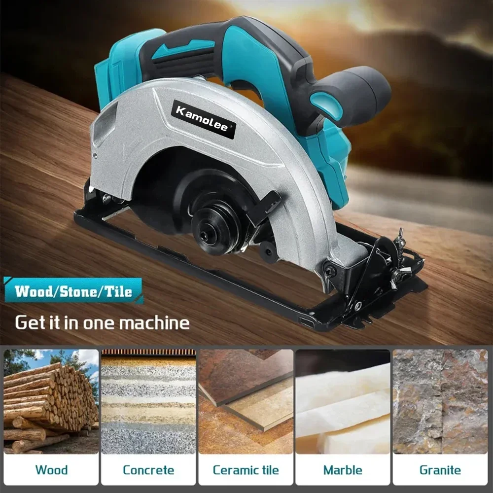 Kamolee 7-Inch Electric Circular Saw Compatible with Makita 18V Battery Lightweight for Easy Handling