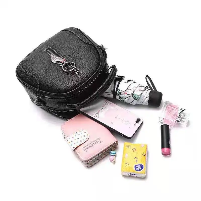 Women PU Leather Single-Shoulder Bag Small Round Zipper Crossbody Bags Female Messenger Hangbag Phone Purse Ladies Casual Bosols