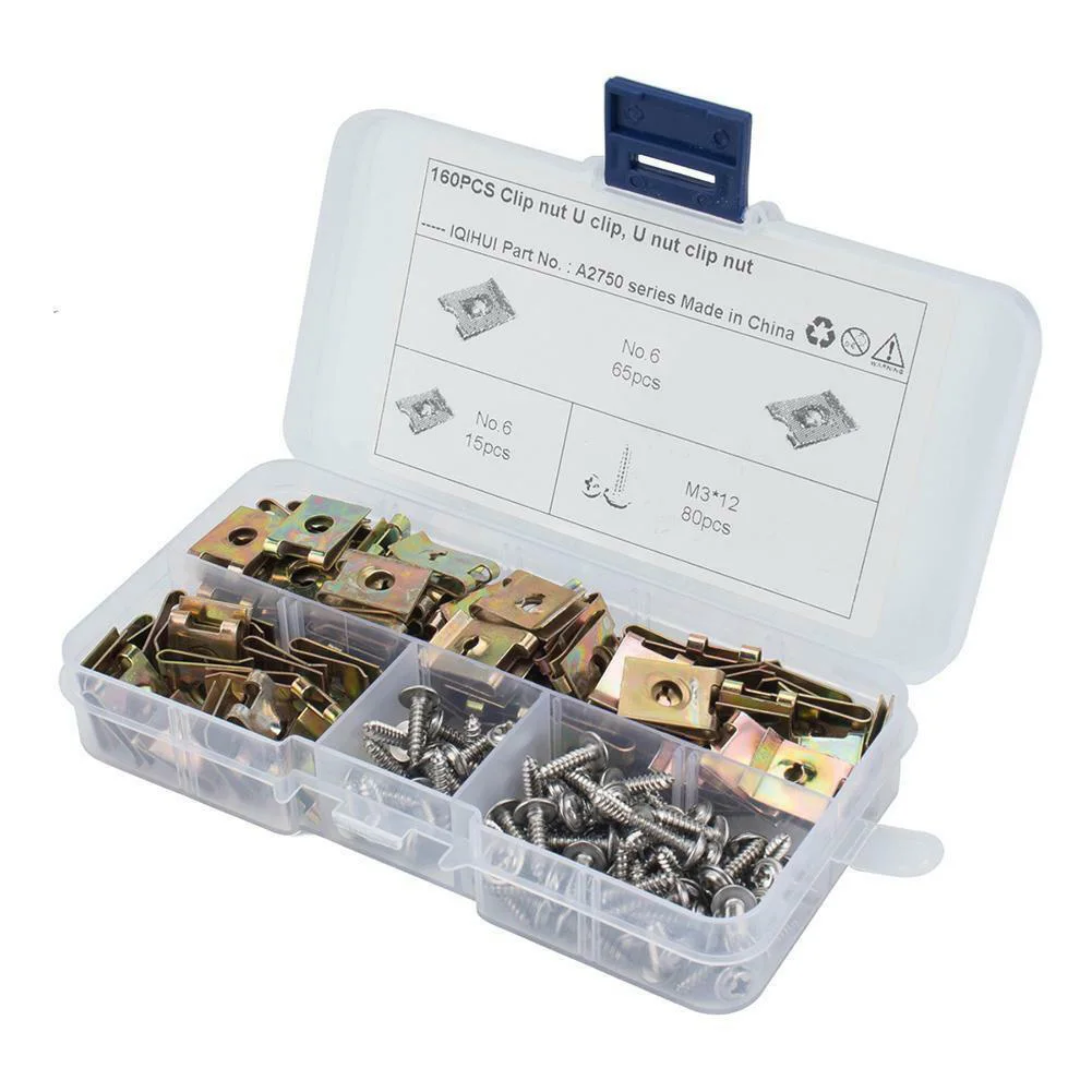 

Self Tapping Screw U Clips Rust Resistant and Easy to Install Suitable for Motorcycles and Automobiles 160PCS U Nuts