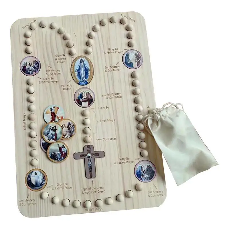 

Wooden Rosary Board Montessori Wooden Children Toys Durable Montessori Early Education Enlightenment with 54 Rosary Beads