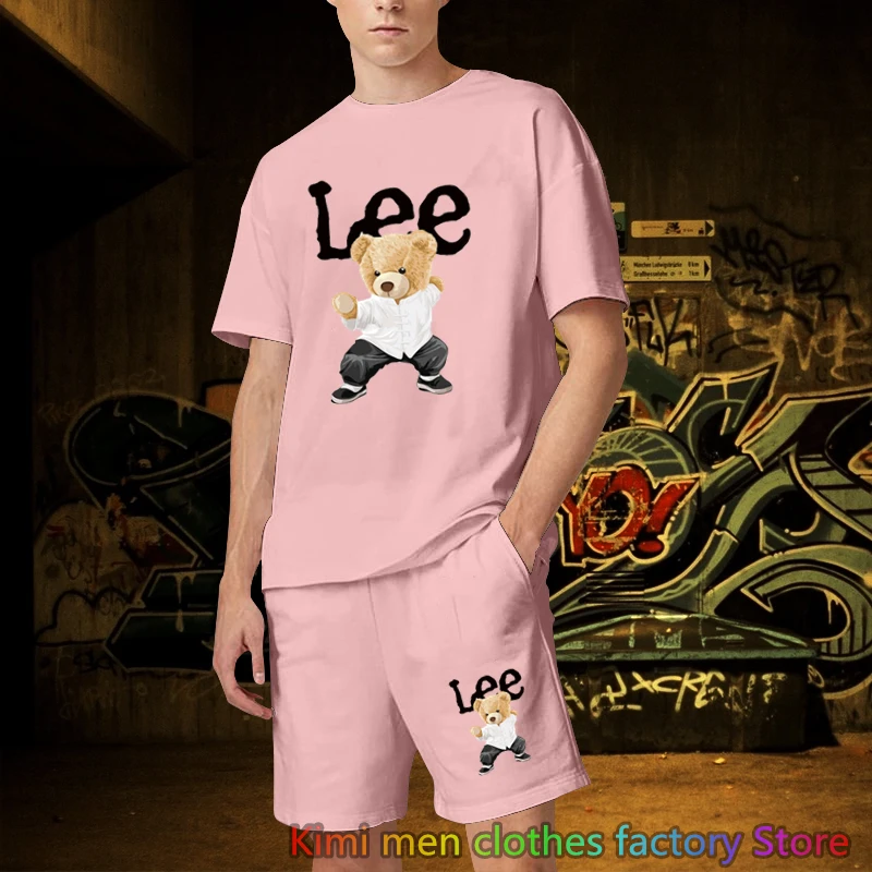 Jogging suit Brand Printed TShirts Shorts Sets Cotton Set Men Oversized 2 Piece Outfits Sets for Men Summer Streetwear Tracksuit