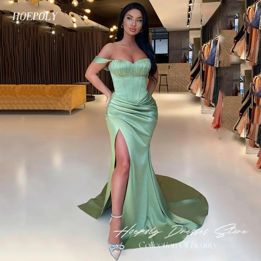 

Hoepoly Sweetheart Prom Gown Floor-Length Side Slit Backless Satin Mermaid Dress Evening Elegant Party Dress For Sexy Women 2023