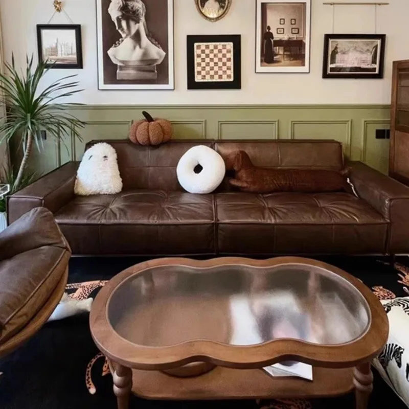 Современные кожаные диваны для гостиной в скандинавском стиле минималистичный